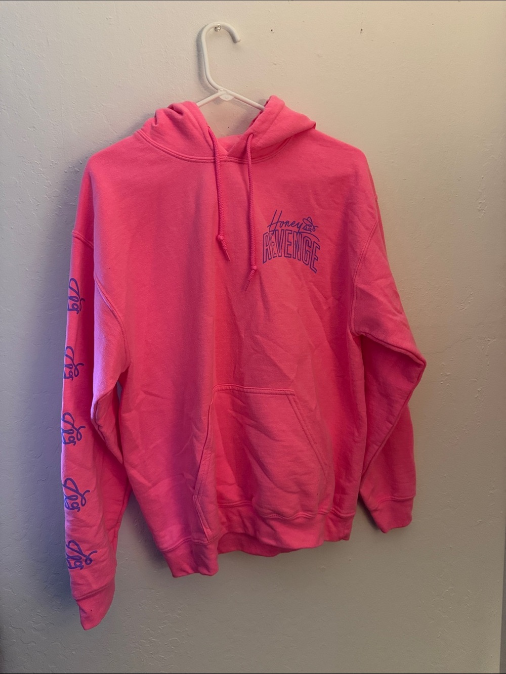 NWOT Honey Revenge Merch Neon Pink Hooded Sweatshirt